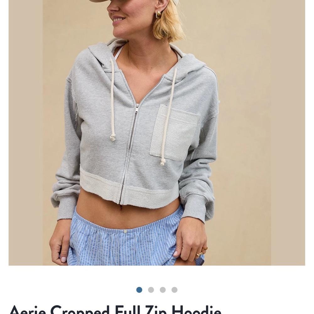 Aerie Gray Cropped Full Zip Hoodie size large